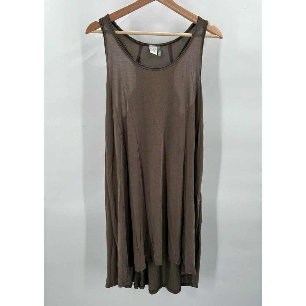 Paper Crane M Medium Knee Length Stretch Dress Racerback Scoop-Neck Light Brown